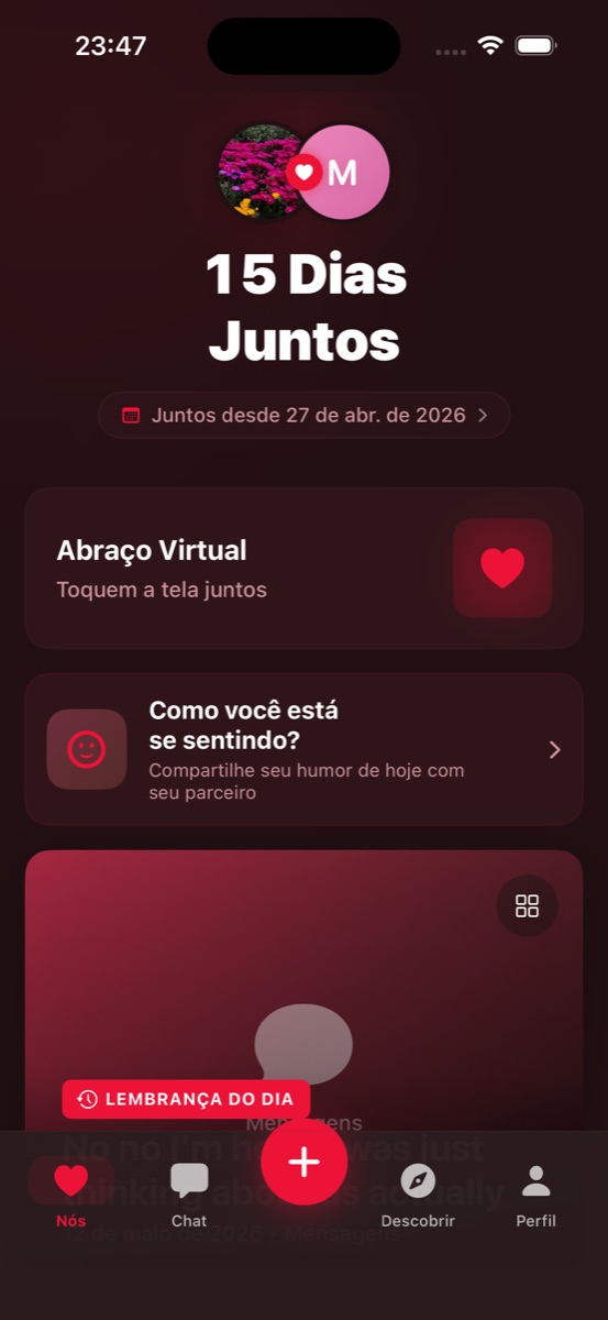 &Eacute;cran d'accueil Adeux v1.6 : compteur de jours, lettre du matin, c&acirc;lin virtuel et acc&egrave;s Memory Lane